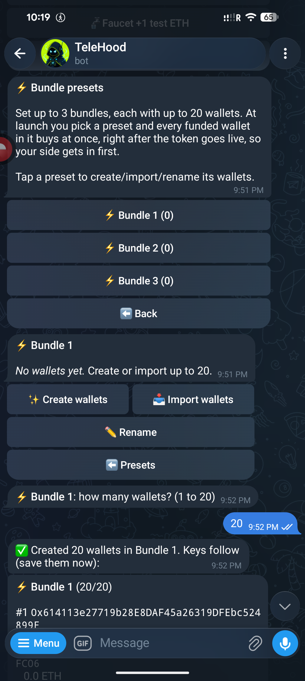 Bundle presets with up to 20 wallets